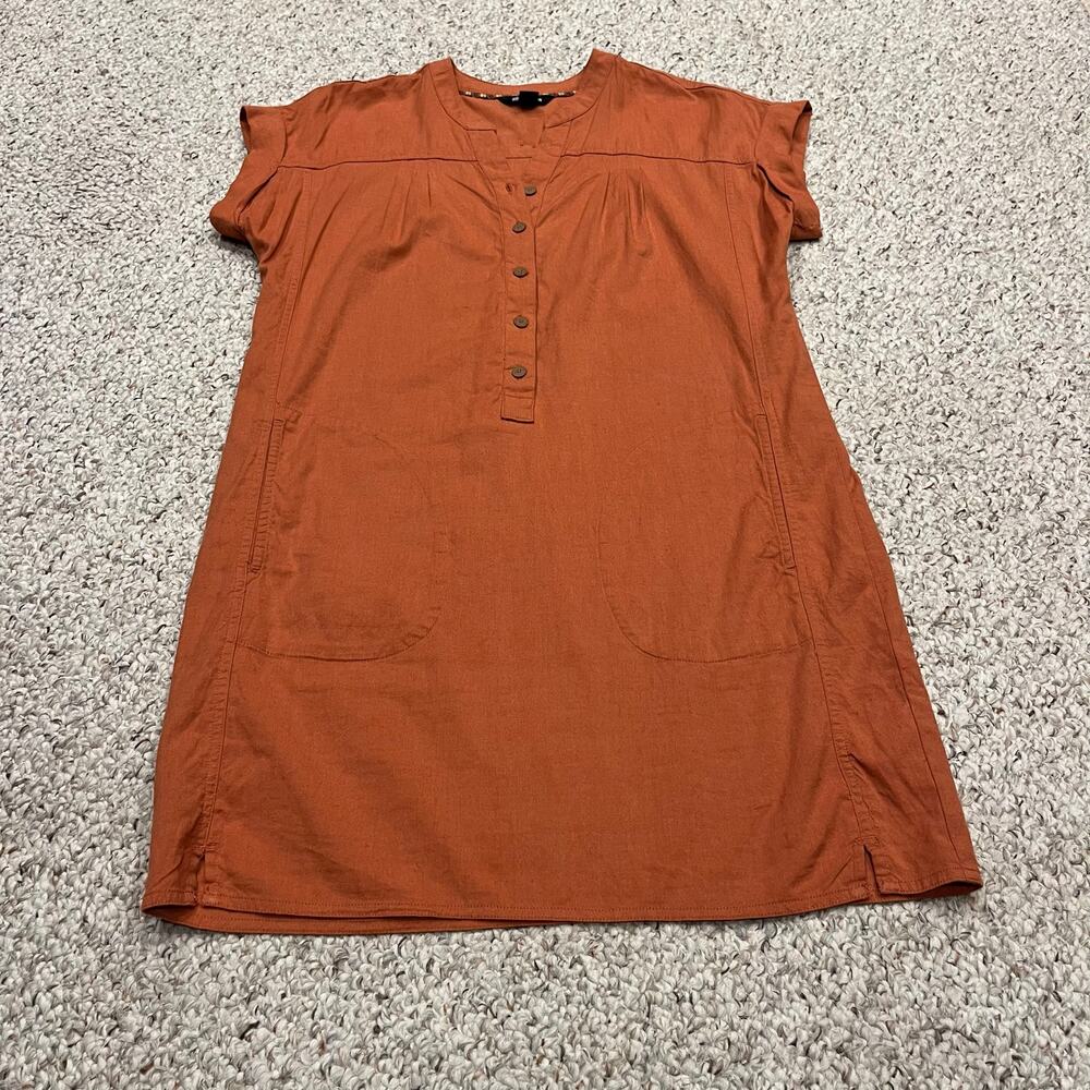 Sherpa Tharu Shirt Dress Sz M Orange Organic Cotton Hemp Blend Outdoor Casual